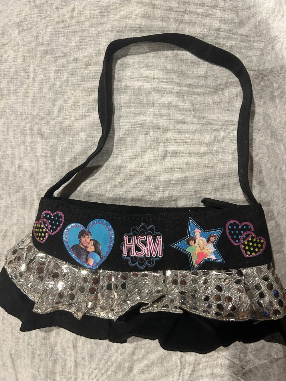 Disney HSM Black Shoulder Bag with Silver Sequin Ruffle